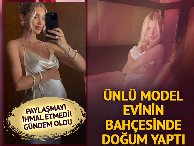 Elsa Hosk evinin bah&ccedil;esinde suda doğum yaptı! 