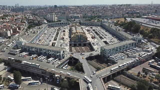  Havadan fotoğraflarla otogarda bayram hareketliliği 