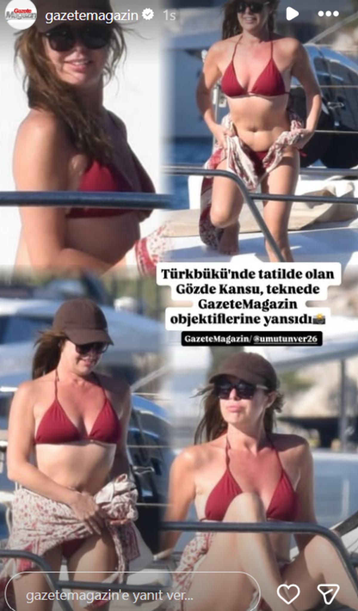 G&ouml;zde Kansu plajda g&ouml;r&uuml;nt&uuml;lendi! Yaşını duyanlar inanamadı 2