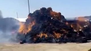 Iğdır’da ot balyaları alevlere teslim oldu