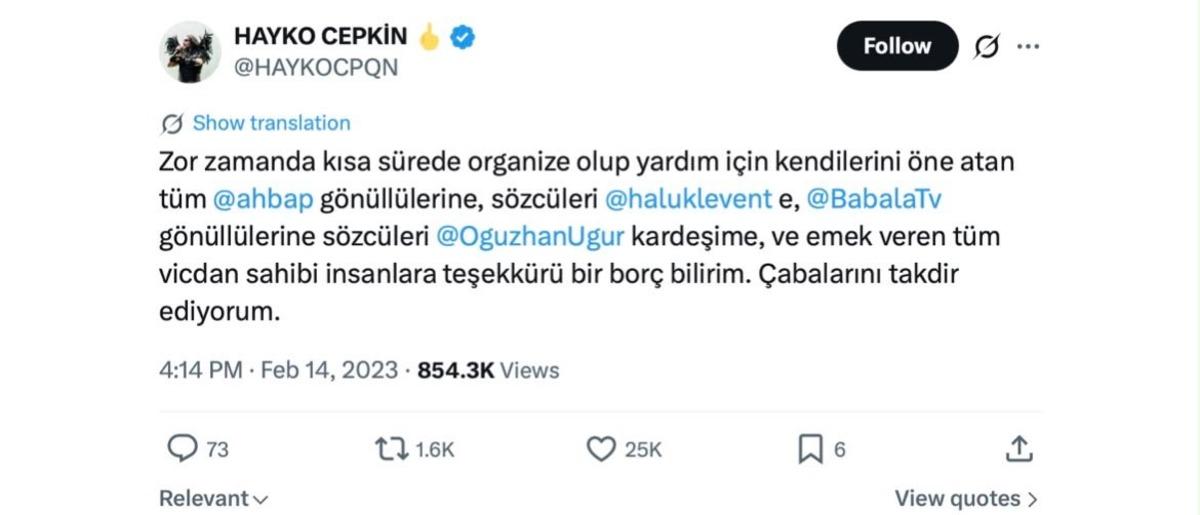 AHBAP soruşturması derinleşiyor! Hayko Cepkin, Mahsun Kırmızıg&uuml;l, El&ccedil;in Sangu ve G&uuml;lben Ergen in X paylaşımları ortaya &ccedil;ıktı 1