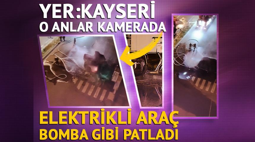 Elektrikli araç bomba gibi patladı! O anlar kameraya saniye saniye yansıdı