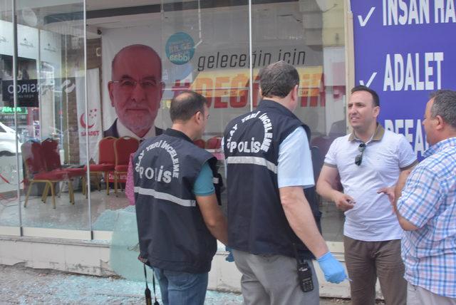 Edirne'de SP'nin seçim bürosunun camı kırıldı