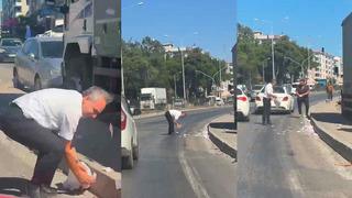 Yer: İzmir! Deste deste paralar yola saçıldı, trafik tamamen durdu