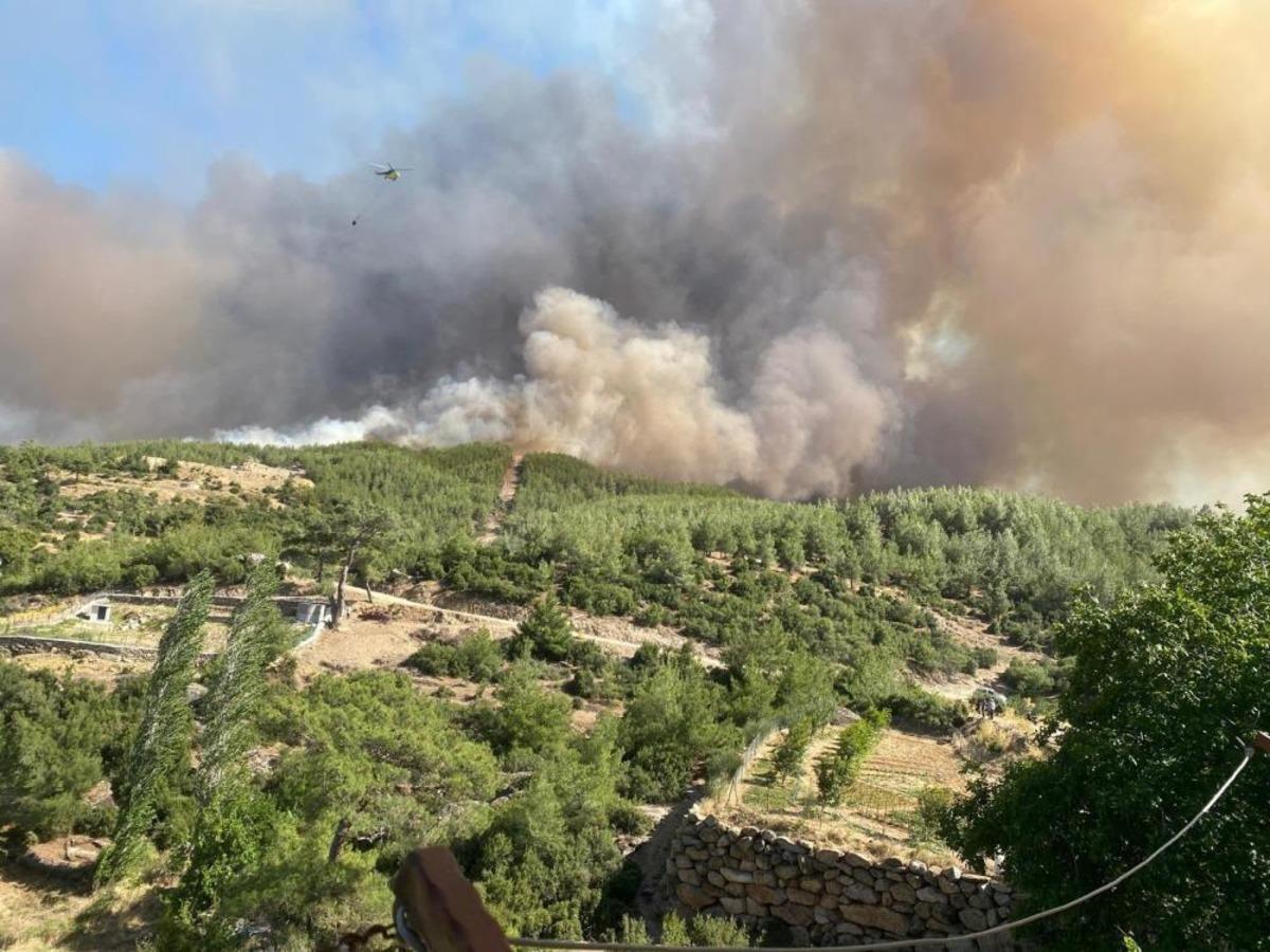 Çine orman yangınına 4 helikopter 2 uçak havadan müdahale ediyor 1