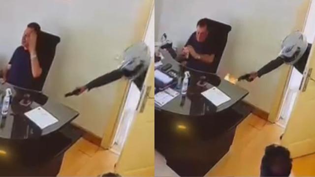 Kaskla içeri girdi, peş peşe ateş açtı! Site başkanına saldırı anı kamerada