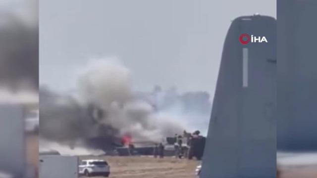 ABD'de hava üssü yakınlarında düşen F-35 savaş uçağı alev aldı
