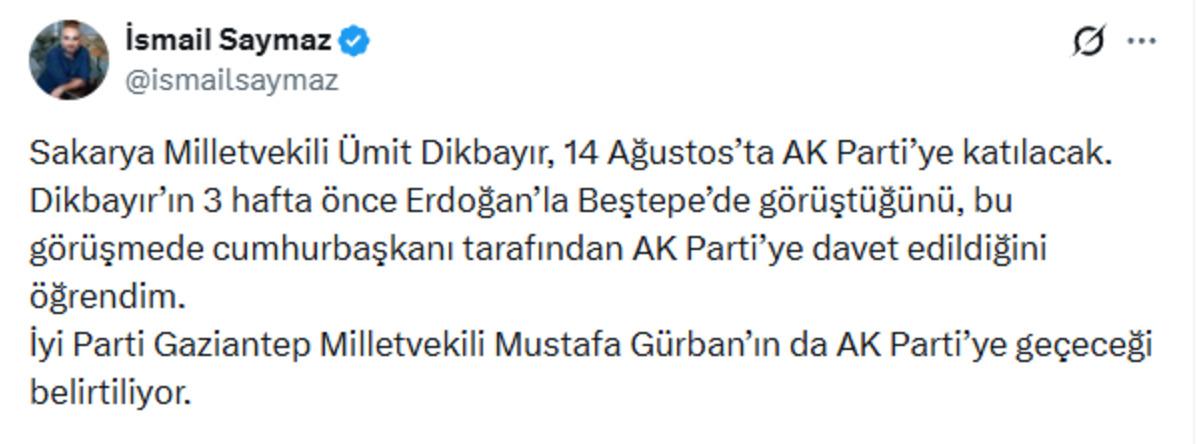 &Uuml;mit Dikbayır AK Parti ye katılıyor! Sosyal medyadan duyurdu: "Daha &ouml;nce &ccedil;ağırmışlardı, bekledim   3