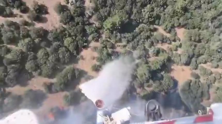 &Ccedil;anakkale'deki orman yangınına havadan ve karadan m&uuml;dahale s&uuml;r&uuml;yor