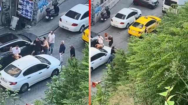 Beyoğlu'nda yarı çıplak şahıs ortalığı birbirine kattı! Vatandaşlar tarafından böyle darbedildi