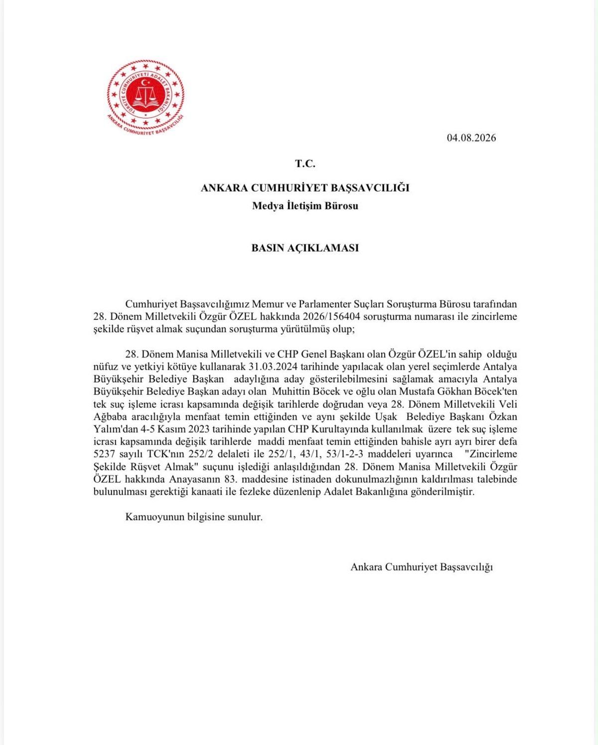 Özgür Özel ve Veli Ağbaba hakkında zincirleme şekilde rüşvet almak suçundan fezleke düzenlendi 2