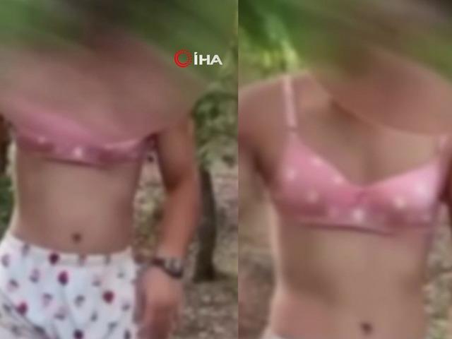 Ormanda kadın kıyafeti giydirip şantaj yaptılar