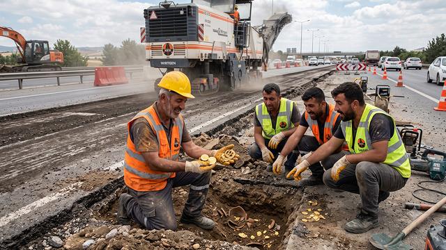 Otoyol çalışmasında bulundu! İşçiler gözlerine inanamadı: 22 bin torba altın çıkarıldı