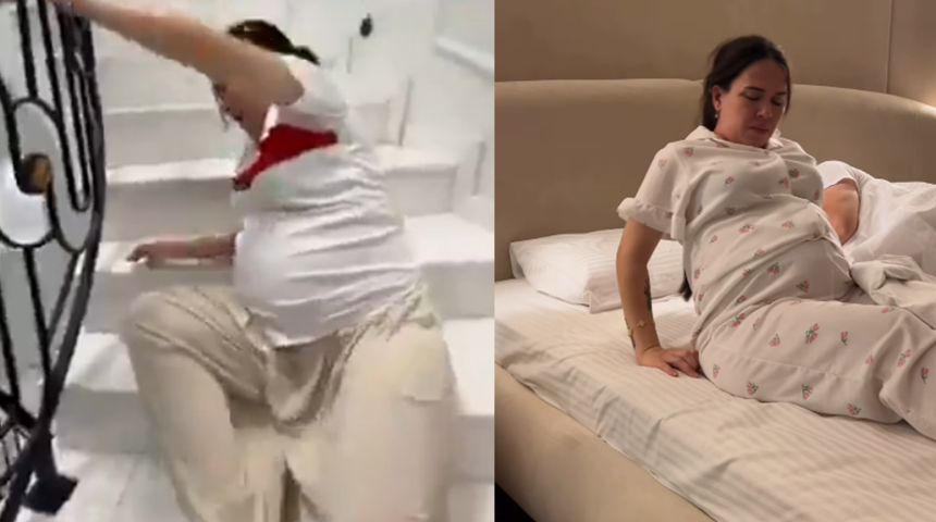 &Ouml;zlem &Ouml;z karnı burnunda merdivenlerden s&uuml;r&uuml;nerek indi! Aile Bakanı'na şikayet yağdı