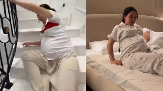 Özlem Öz karnı burnunda merdivenlerden sürünerek indi! Aile Bakanı'na şikayet yağdı