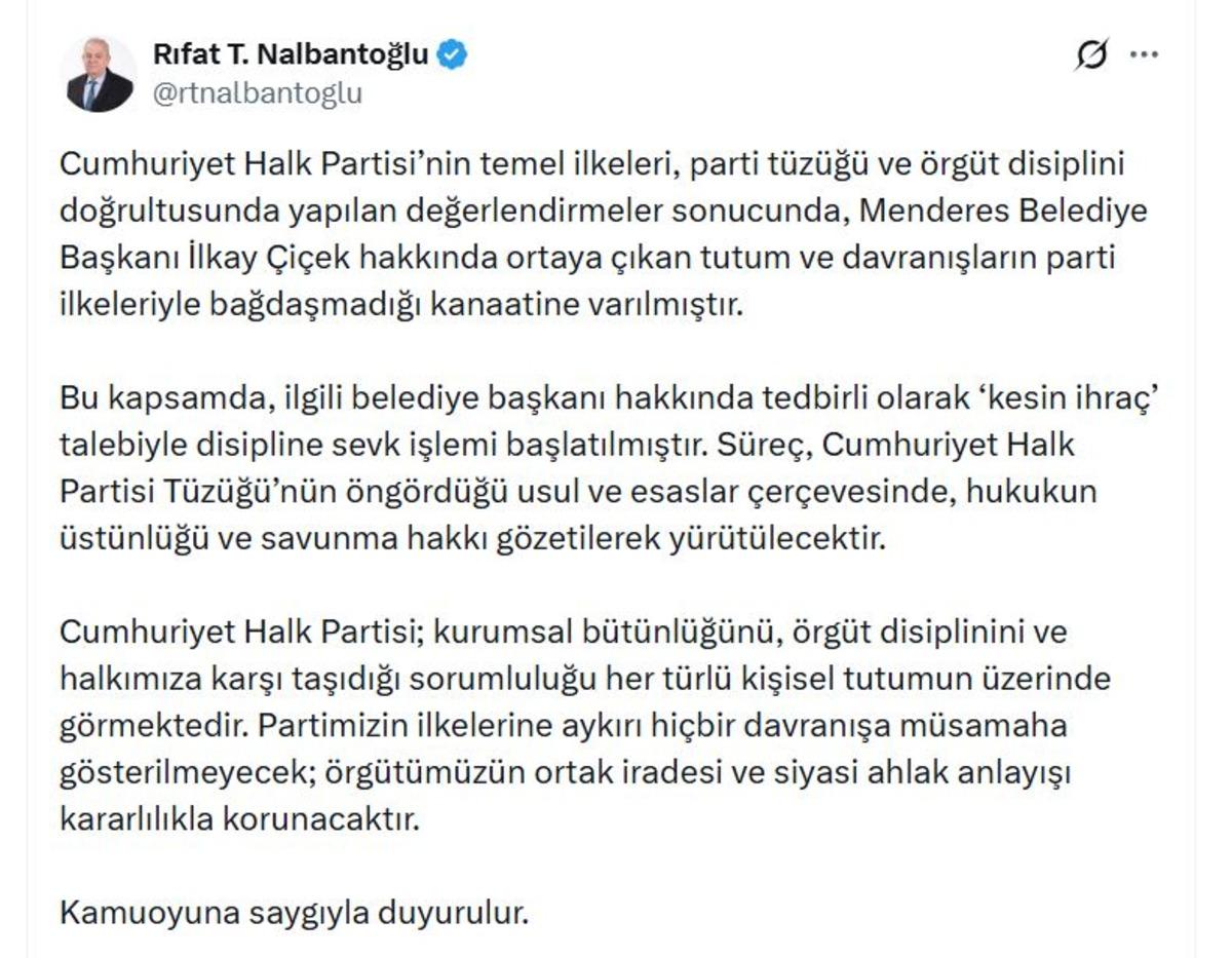G&ouml;zaltına alınmıştı! İlkay &Ccedil;i&ccedil;ek disipline sevk edildi 1