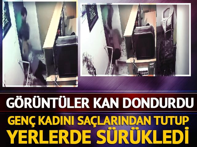 Gen&ccedil; kadını d&ouml;v&uuml;p yerde s&uuml;r&uuml;kledi! G&ouml;r&uuml;nt&uuml;ler kan dondurdu