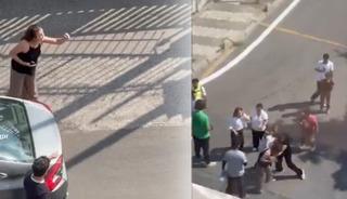 Yol ortasında &ldquo;koca&rdquo; kavgası: &ldquo;Adım elinden, &ccedil;atlaaa!&rdquo;