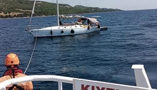&Ccedil;anakkale'de s&uuml;r&uuml;klenen tekne kurtarıldı