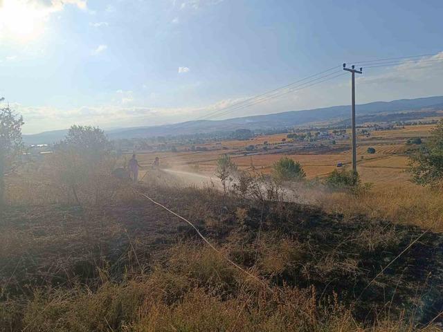 Bolu&rsquo;da anız yangını ağa&ccedil;lık alana sı&ccedil;ramadan s&ouml;nd&uuml;r&uuml;ld&uuml; 1