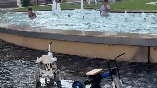 Bolu’da tehlikeli serinlik: Yasağa ve elektrik akımına aldırış etmeden süs havuzunda yüzdüler