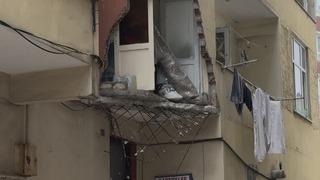 Güngören’de 5 katlı binanın balkonu yıkıldı; Bina sakini Deprem oldu sandık dedi