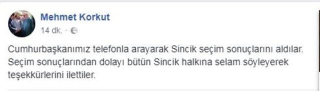 Cumhurbaşkanı Erdoğan'dan rekor oy aldığı Sincik'e teşekkür telefonu