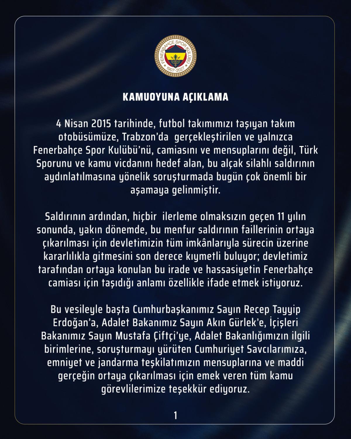 Fenerbah&ccedil;e otob&uuml;s&uuml;n&uuml;n kurşunlanması dosyasında flaş gelişme! 11 yıl sonra 5 ş&uuml;pheliye operasyon 6