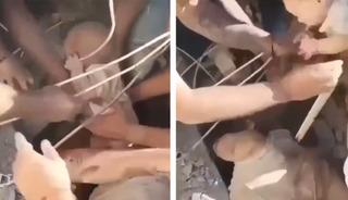 7,4'l&uuml;k depremde mucizevi kurtuluş: Birka&ccedil; aylık bebek enkazdan b&ouml;yle kurtarıldı