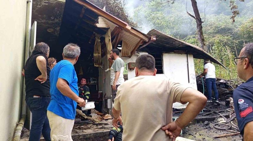 Trabzon&rsquo;da odunluk yangın: 1 yaralı