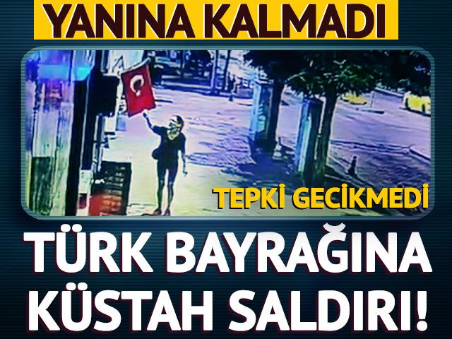 T&uuml;rk bayrağına k&uuml;stah saldırı! G&ouml;zaltına alındı