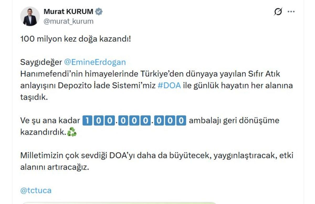 Bakan Kurum DOA da tabloyu duyurdu 100 milyon kez kazandı İlk 5 il belli oldu 2