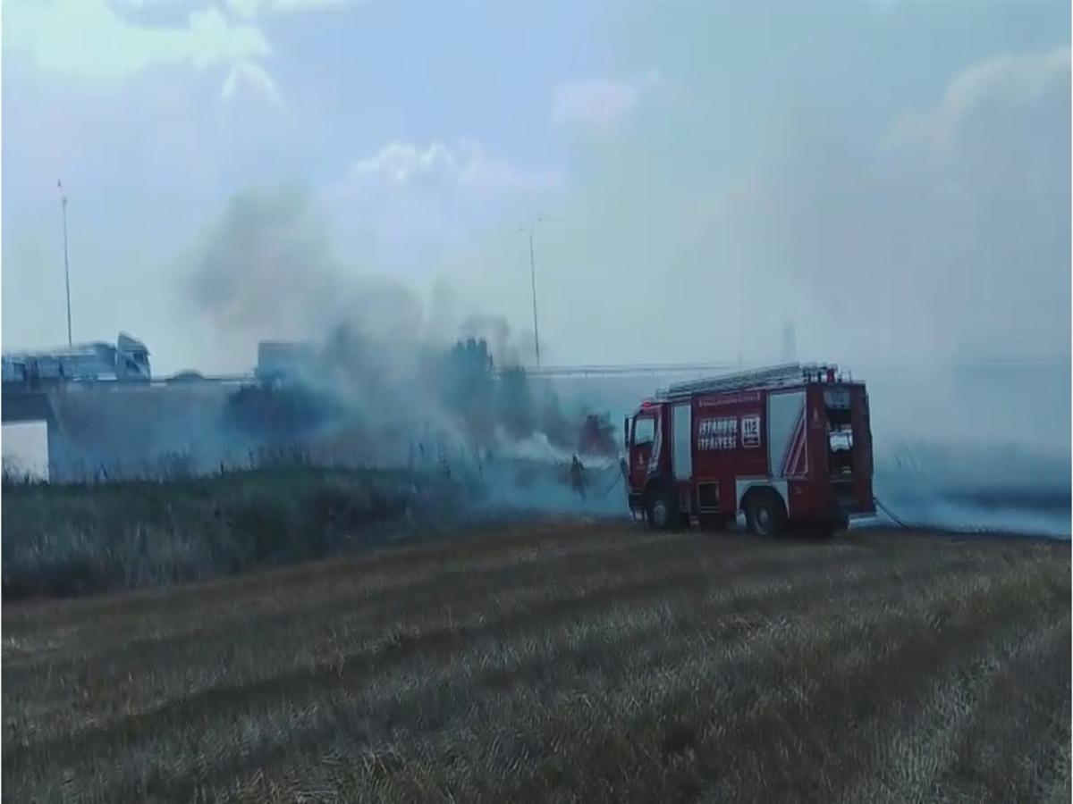 Silivri de tarlada yangın; TEM Otoyolu trafiğe kapatıldı 2