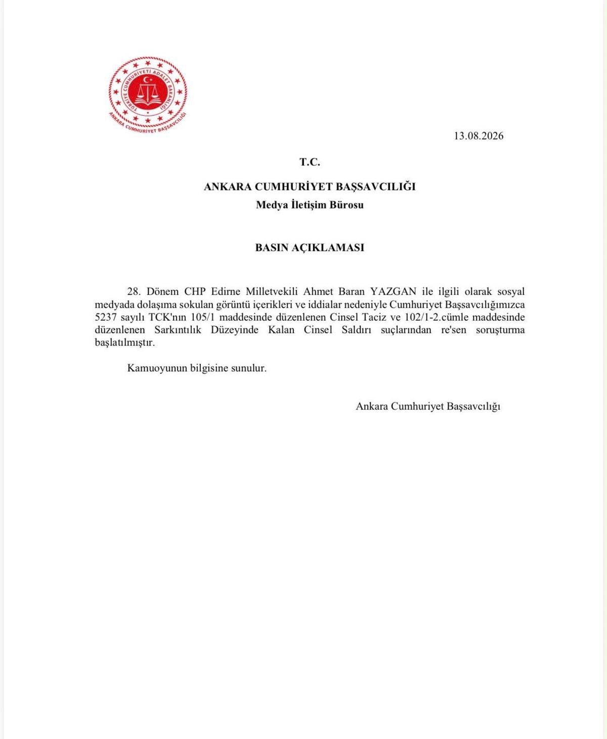Cinsel saldırı iddiası gündem oldu! CHP li Ahmet Baran Yazgan hakkında soruşturma 7