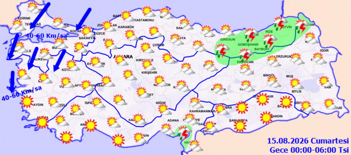 Meteoroloji den iki uyarı birden: Sıcaklık d&uuml;ş&uuml;yor, r&uuml;zgar 80 kilometreyi bulacak! (14 Ağustos hava durumu) 6