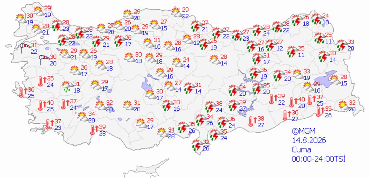 Meteoroloji den iki uyarı birden: Sıcaklık d&uuml;ş&uuml;yor, r&uuml;zgar 80 kilometreyi bulacak! (14 Ağustos hava durumu) 7