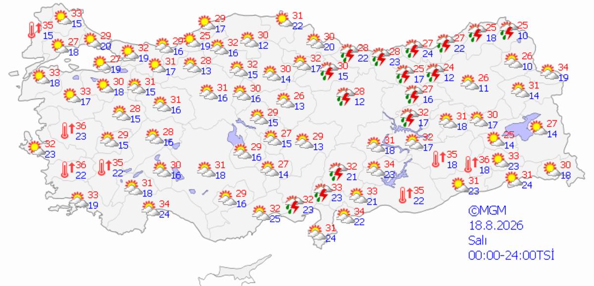 Meteoroloji den iki uyarı birden: Sıcaklık d&uuml;ş&uuml;yor, r&uuml;zgar 80 kilometreyi bulacak! (14 Ağustos hava durumu) 11
