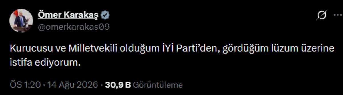 Son dakika | Aydın Milletvekili Ömer Karakaş İYİ Parti den istifa etti! Sayı 27 ye geriledi 1