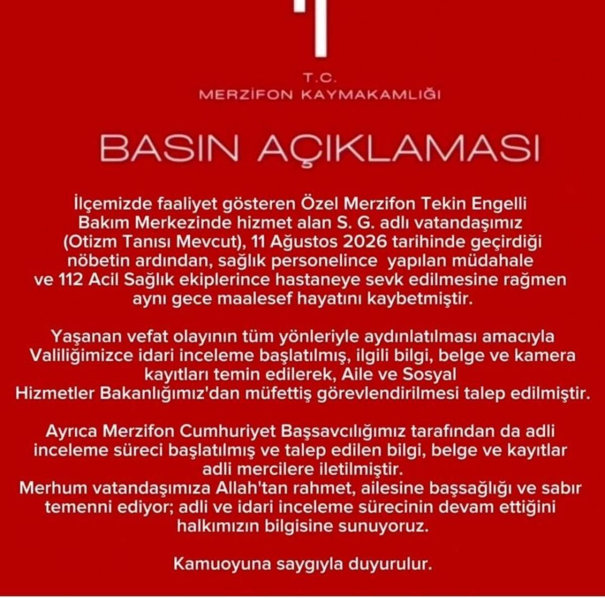 Amasya&rsquo;da &ouml;zel bakımevinde rahatsızlanan otizmli vatandaşın &ouml;l&uuml;m&uuml;ne inceleme 1