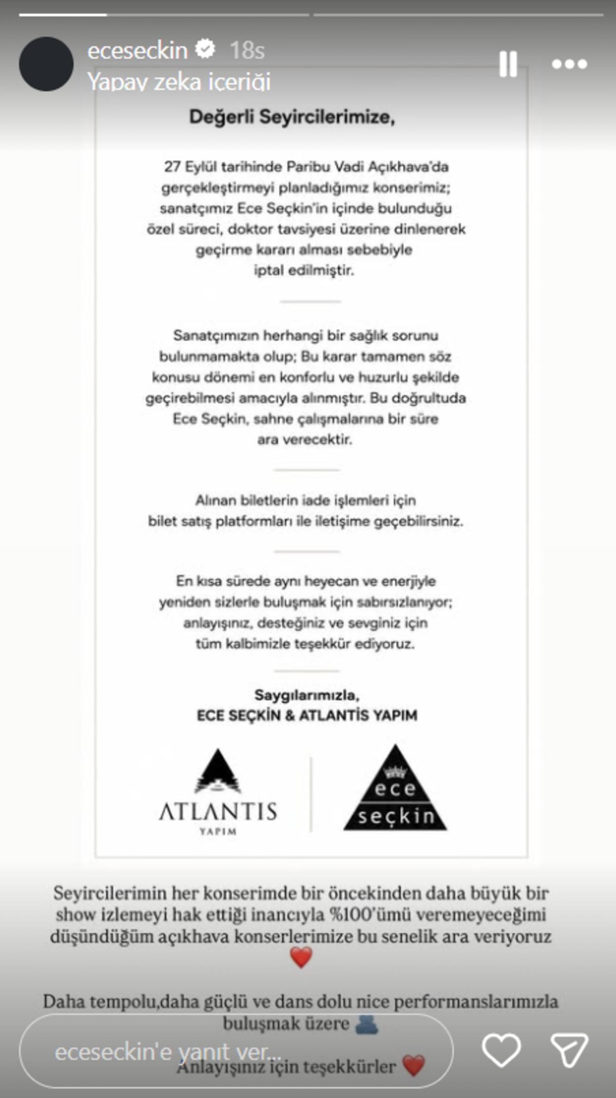 Ece Seçkin tüm konserlerini iptal etti! Hamile olduğu söyleniyordu 1