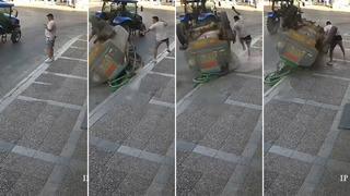 Kaldırımda dehşeti yaşadı: Tankerin altında kalmaktan son anda kurtuldu