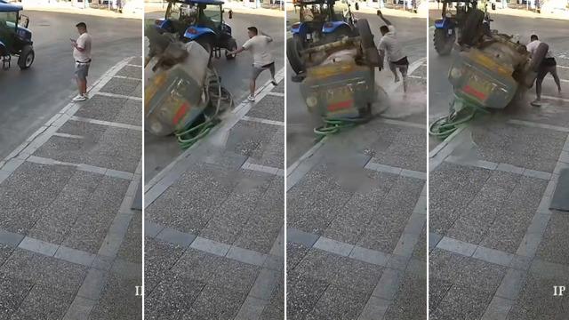 Kaldırımda dehşeti yaşadı: Tankerin altında kalmaktan son anda kurtuldu
