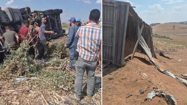 Uzunköprü'de buğday yüklü kamyon devrildi: 1 yaralı
