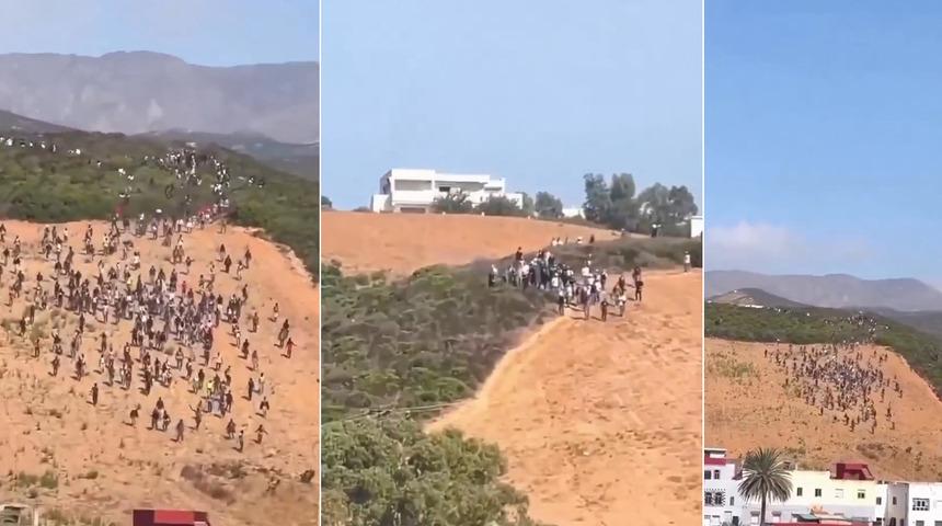 Sosyal medyada &ouml;rg&uuml;tlenip binlerce insan sınıra doğru ilerledi! İspanya'nın Fas sınırı yine tehlikede