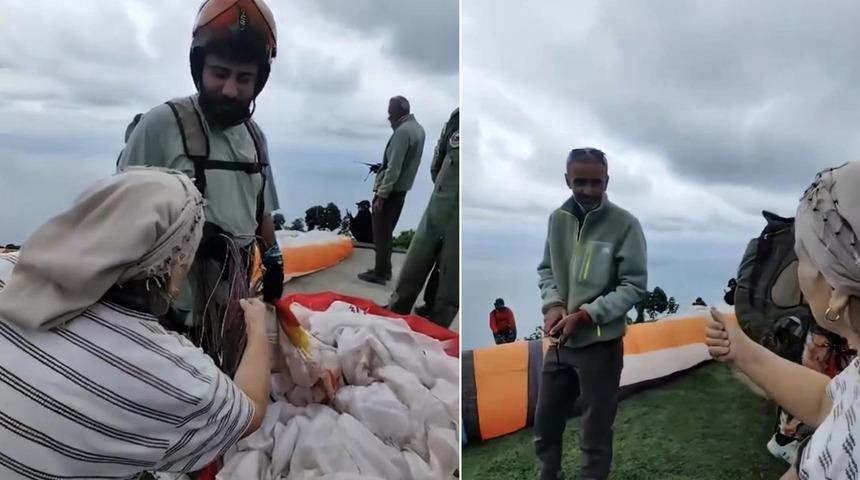 Karadenizli kadınların yama&ccedil; paraş&uuml;t&uuml; şaşkınlığı