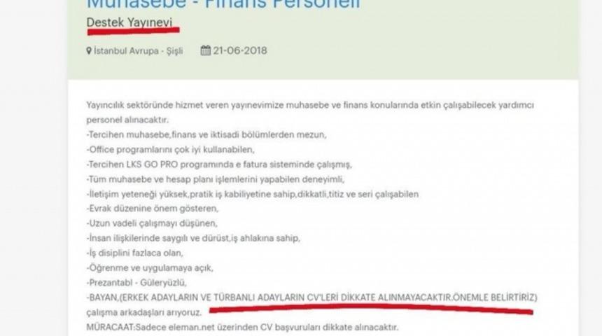 Destek Yayınevi'nden skandal iş ilanı!
