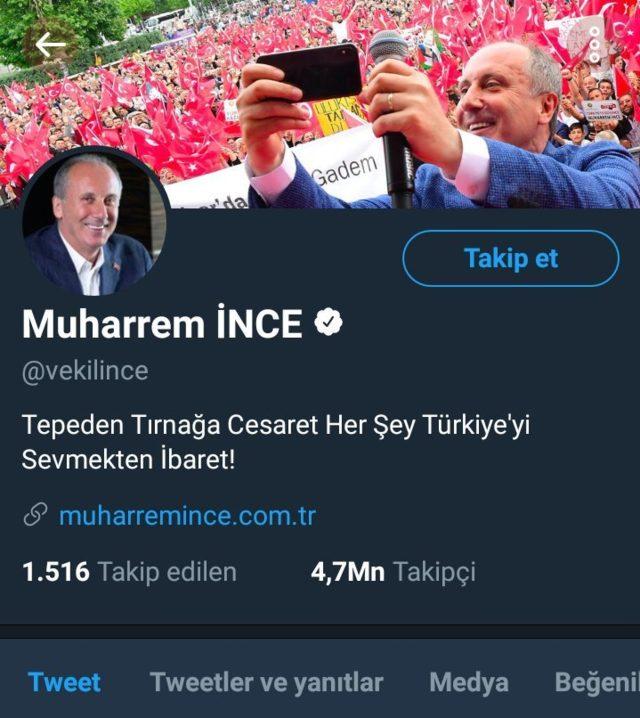 muharrem ince yeni twitter