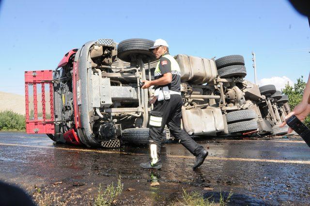 Sürücü arı sokunca bayıldı, tanker devrildi