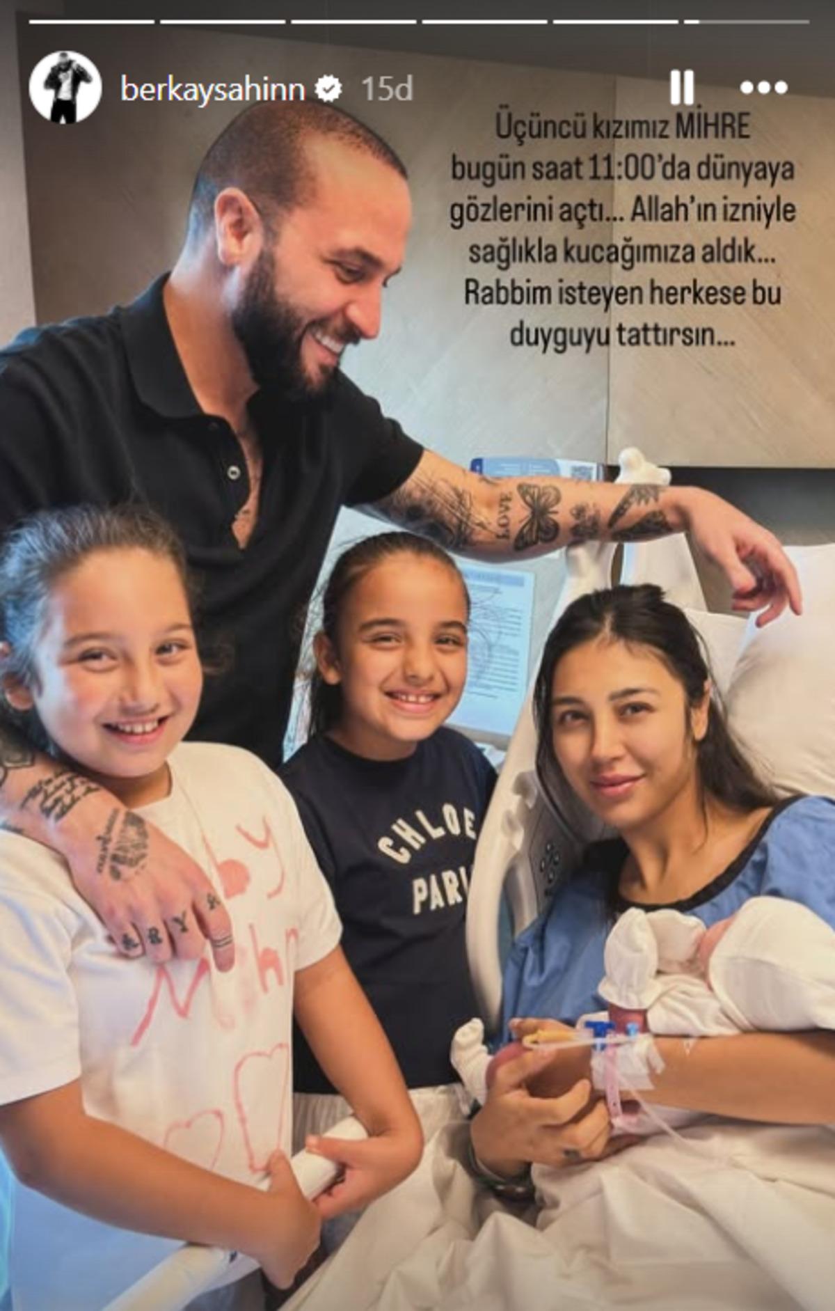 Berkay Şahin &uuml;&ccedil;&uuml;nc&uuml; kızını kucağına aldı! Adını Mihre koydu 1