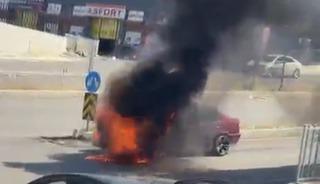 Seyir halindeki otomobilde yangın &ccedil;ıktı